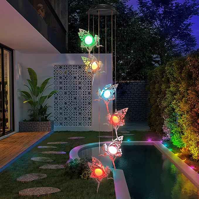 Tryme Solar Wind Chimes for Outside Changing Colors Fairy Wind Chime Lights Windchimes Outdoors Unique Decorative Mobile Gifts for Mother's Day Thanksgiving Christmas Birthday