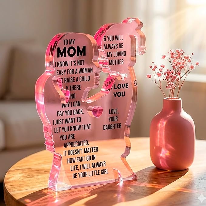 Mom Gift from Daughter Acrylic Plaque – Mother Daughter Gift, Mothers Day Gifts for Mom, Best Presents for Moms, Best mom Ever Gifts, Mothers Day Decor for Mother's Day