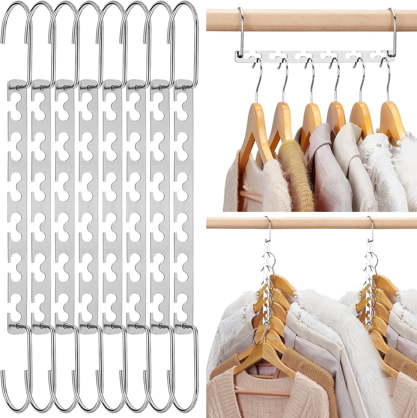 HOUSE DAY Space Saving Hangers for Clothes 12 Pack, Heavy Duty Hanger Organizer 30 Lbs Capacity, Metal Magic Hanger, Sturdy Multi Hangers, Closet Space Saver Closet Organizers and Storage - NestledHome