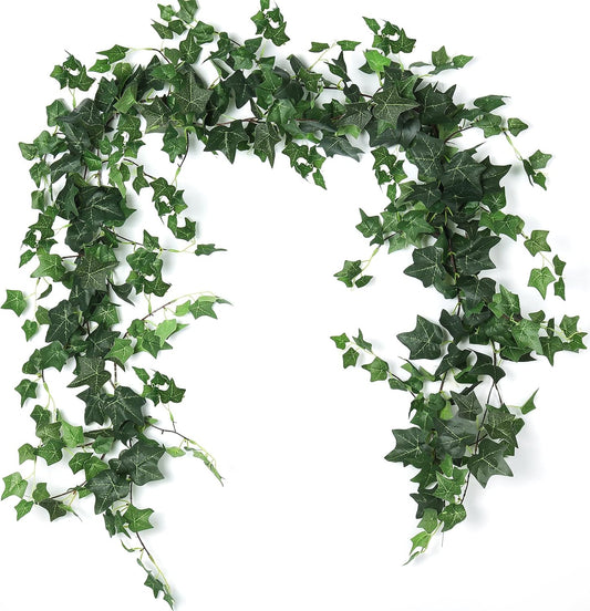 RECUTMS 3 Strands Artificial Ivy Vines 6.4Ft Green Ivy Garland Faux Hanging Plants Greenery Decoration Artificial Vines for Home Decor Indoor Home Wall Wedding Room Decor(Green)