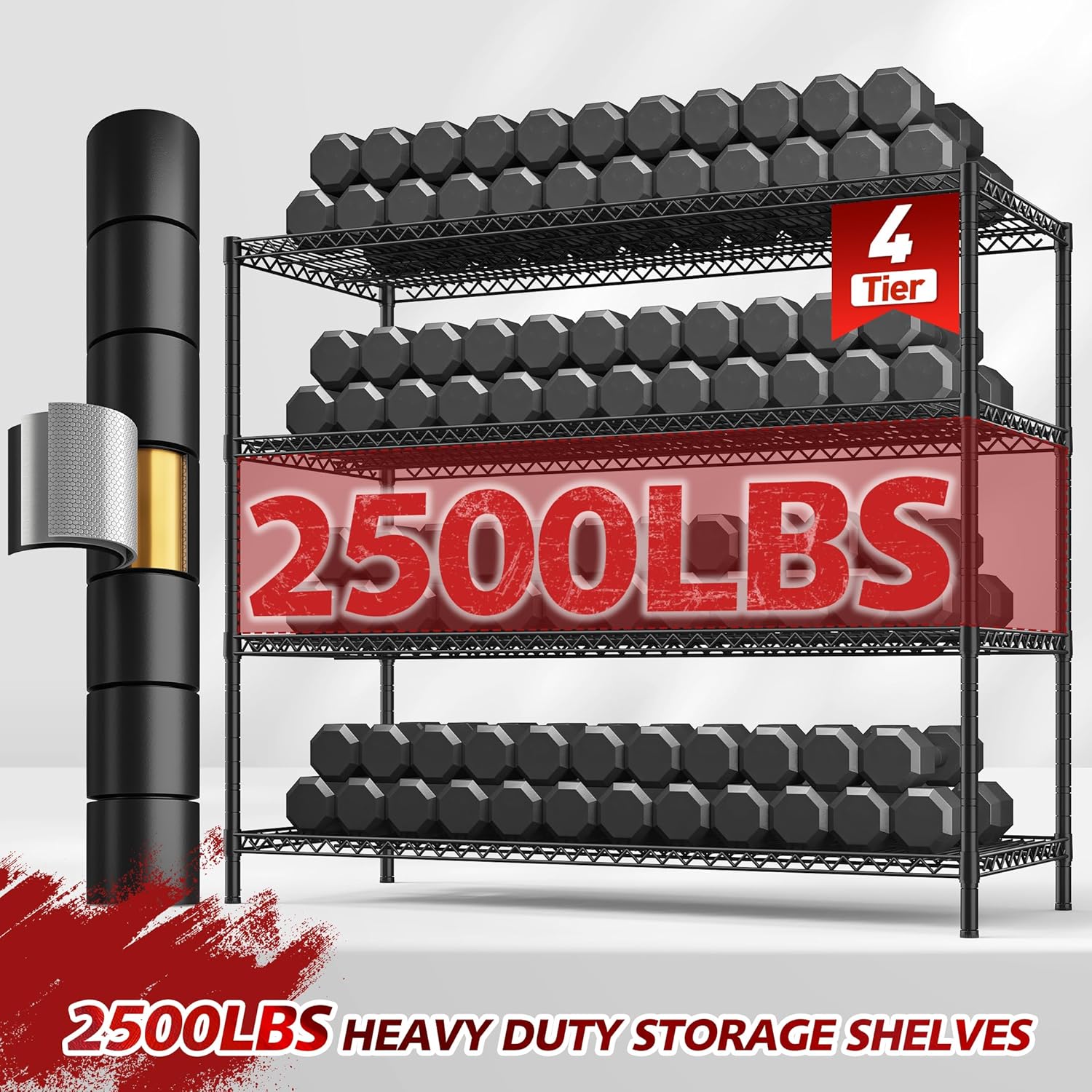 REIBII 55.5''W Storage Shelves 2500LBS Wire Shelving Unit with Wheels Heavy Duty Metal Shelves for Storage Adjustable Garage Storage Rack Pantry Shelf Kitchen Shelving, 75.6" H X 55.5''W X 24" D, 3PCS - NestledHome