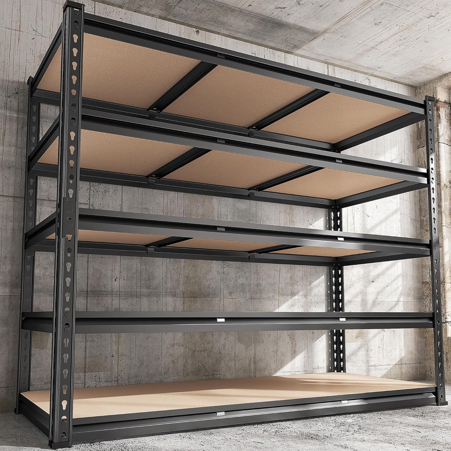 REIBII 48" W Garage Shelving Heavy Duty 3020LBS Storage Shelves 5 Tier Heavy Duty Shelving Adjustable Garage Shelves for Basement, Warehouse, Commercial, Easy Assemble, 48" W x 72" H x 24" D - NestledHome