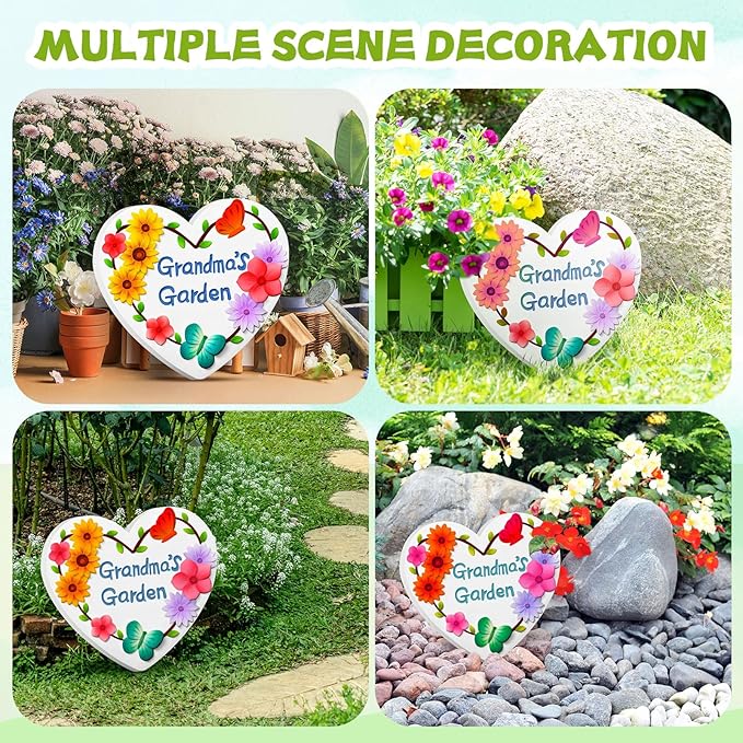Juexica DIY 9.5 Inch Grandma's Garden Stepping Stone, Woman Gifts for Mom, Paint You Own Garden Stepping Stones, Woman Gifts for Christmas, Stepping Stones for Kids(Garden,10.4 Inch)