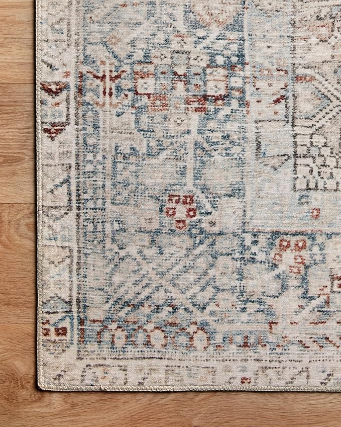 Loloi Chris Loves Julia Jules Collection JUL-07 Natural/Ocean 7'-6'' x 9'-6'', .13" Pile Height, Area Rug