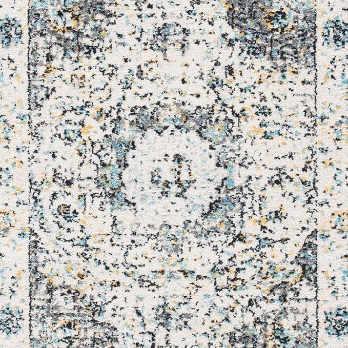 SAFAVIEH Evoke Collection Runner Rug - 2'2" x 7', Grey & Gold, Shabby Chic Oriental Medallion Design, Non-Shedding & Easy to Clean, Ideal for Hallway, Foyer, Kitchen, Entryway, Bedroom (EVK220B)