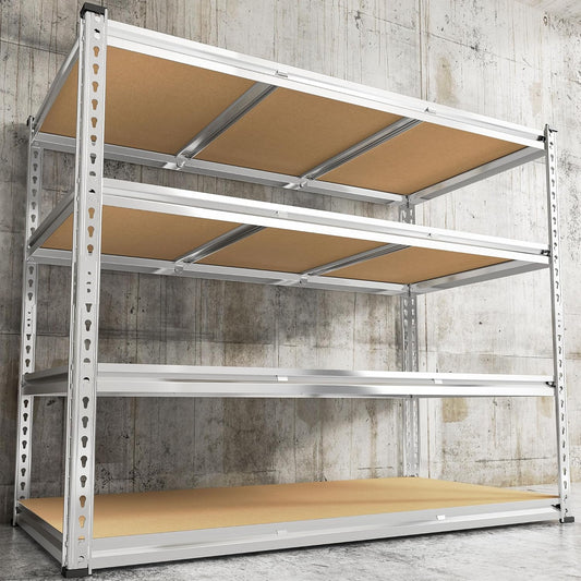 REIBII Garage Shelving, 4 Tier Storage Shelves Load 2550LBS, Adjustable Garage Shelving Heavy Duty, Metal Shelves Unit for Basement, Warehouse, 48" W x 60 "H x 24" D, Galvanized - NestledHome