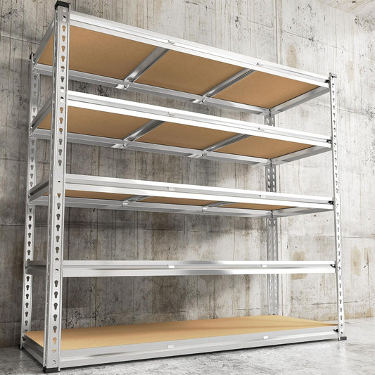 REIBII Garage Shelving, 5 Tier Storage Shelves Load 3000LBS, Adjustable Garage Shelving Heavy Duty, Metal Shelves Unit for Basement, Warehouse, 48" W x 72" H x 18" D, Galvanized - NestledHome