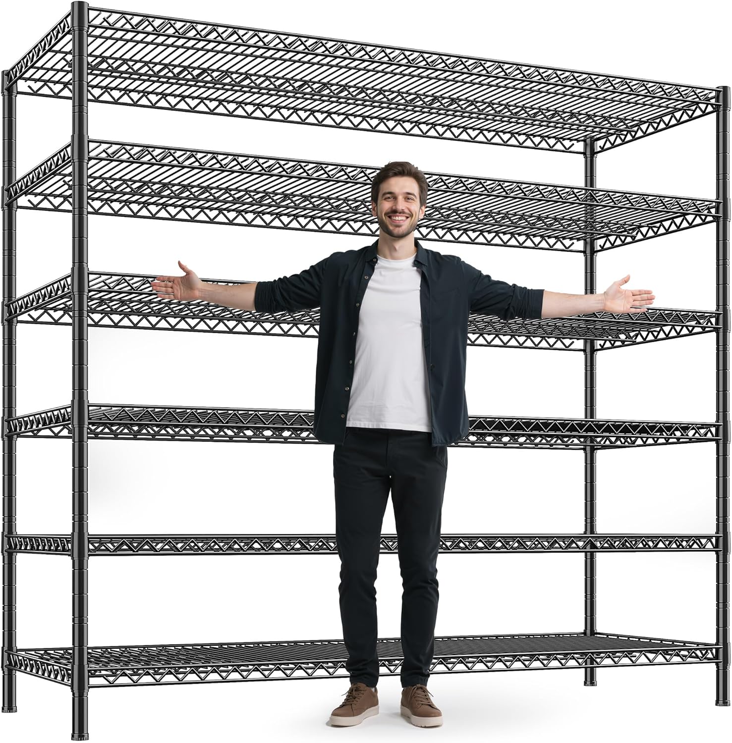 REIBII 83" H Storage Shelves 3840LBS Metal Shelving Unit 6 Tier Wire Shelving Commercial Adjustable Garage Shelving Heavy Duty for Storage Rack for Pantry, Garage, Kitchen, 83" H x 55.5" W x 18" D - NestledHome