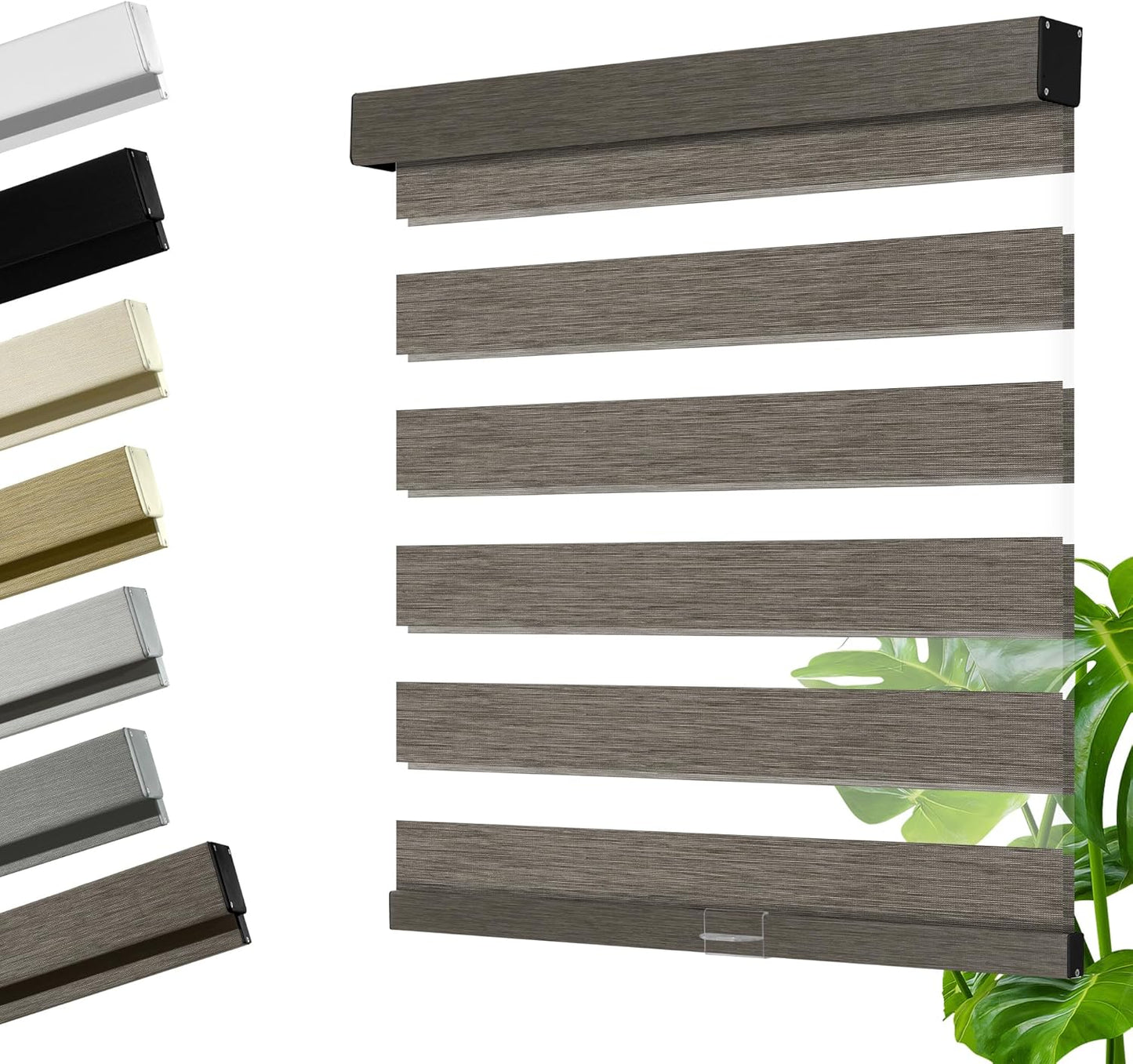 Cordless Zebra Blinds for Windows, Blackout Interior Blinds,Easy to Install,UV Protection,for Offices and Home,Custom Roller Shades, Mousse Dark Bown,81" W x 56" H