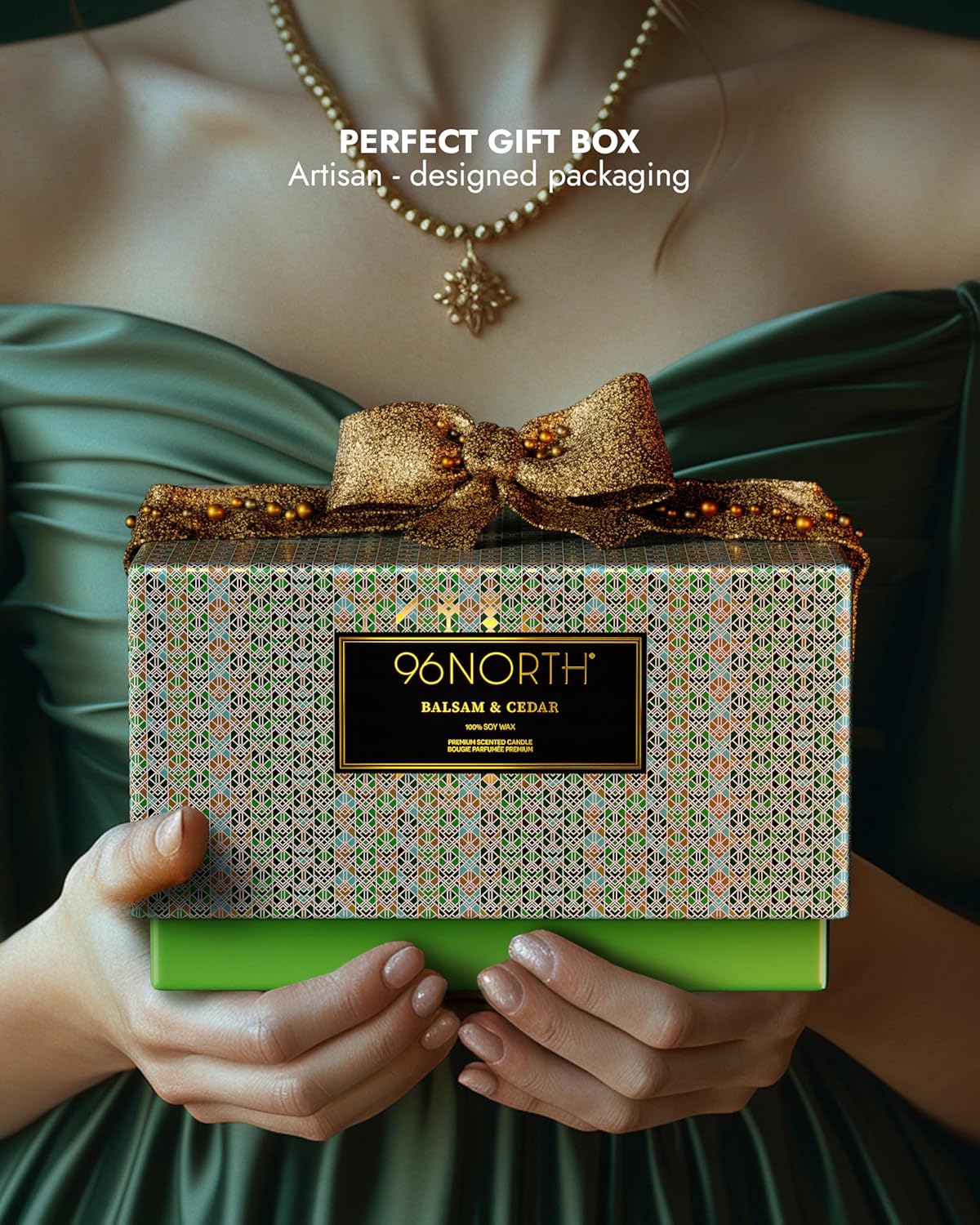 96NORTH Luxury Candle Balsam & Cedar Scented | Large 3-Wick Jar Candle | Up to 40 Hours Burning Time | 100% Natural Soy Wax | Ideal Christmas Candles Gift - NestledHome