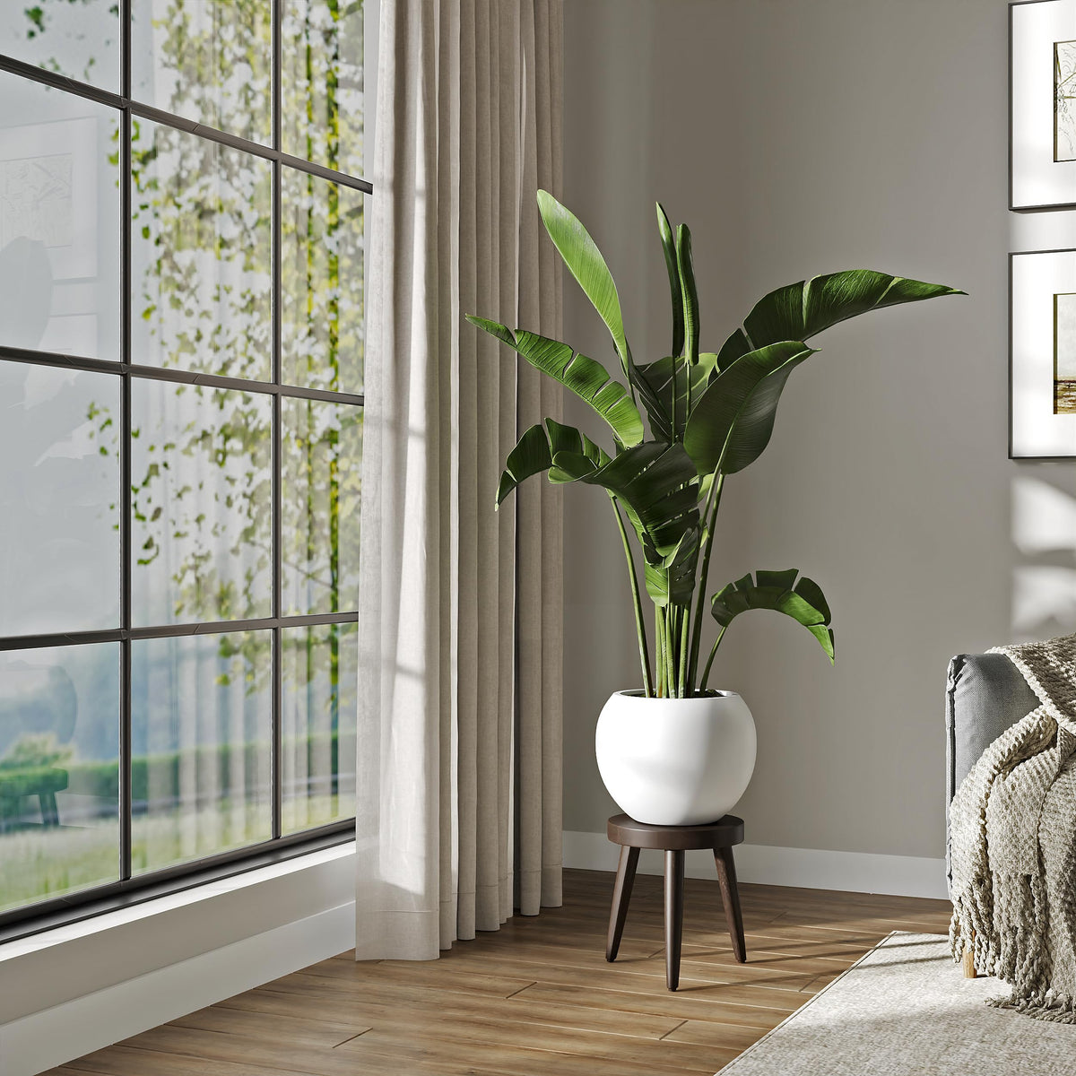 Premium Mt Sherman Fiberstone Sphere Planter for Indoor Outdoor Use