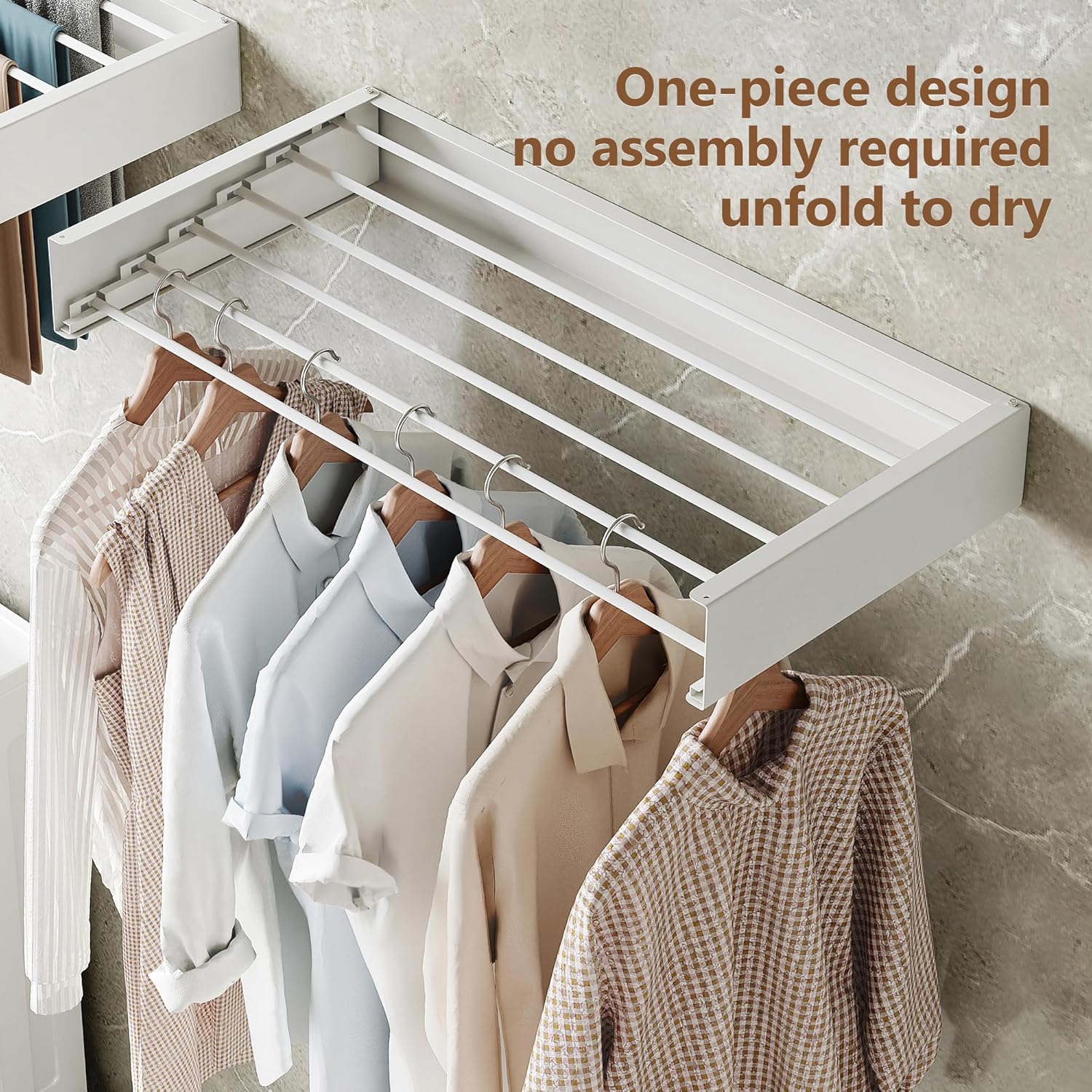 Wall Mounted Drying Rack,Drying Rack Clothing,Collapsible Hanging Racks for Laundry(35.5"-White) - NestledHome