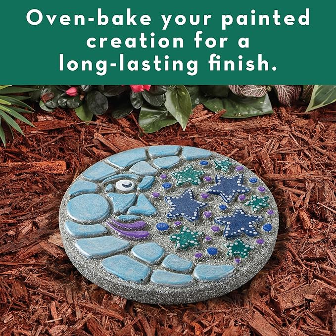 MindWare Paint Your Own Stepping Stone Kit - Mosaic Moon and Stars - Kits Include Paint and Brushes -