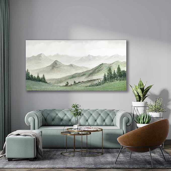 Yuaxker Nature Wall Art Green Wall Decor Modern Art Canvas Painting Aesthetic Poster for Living Room Bedroom Dining Room Office Home Decor 20x40 Inch