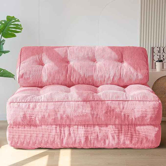 MAXYOYO Folding Sofa Bed, Convertible Sleeper Chair with Pillow Foldable Matress with Back Support, Portable Fold Out Chair Bed Comfy Floor Sofa Lounge for Living Room Bedroom, Pink Double