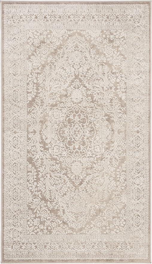 SAFAVIEH Reflection Collection Accent Rug - 2'3" x 4', Beige & Cream, Non-Shedding & Easy Cleaning, Ideal for Entryway, Living Room, Bedroom (RFT668A)