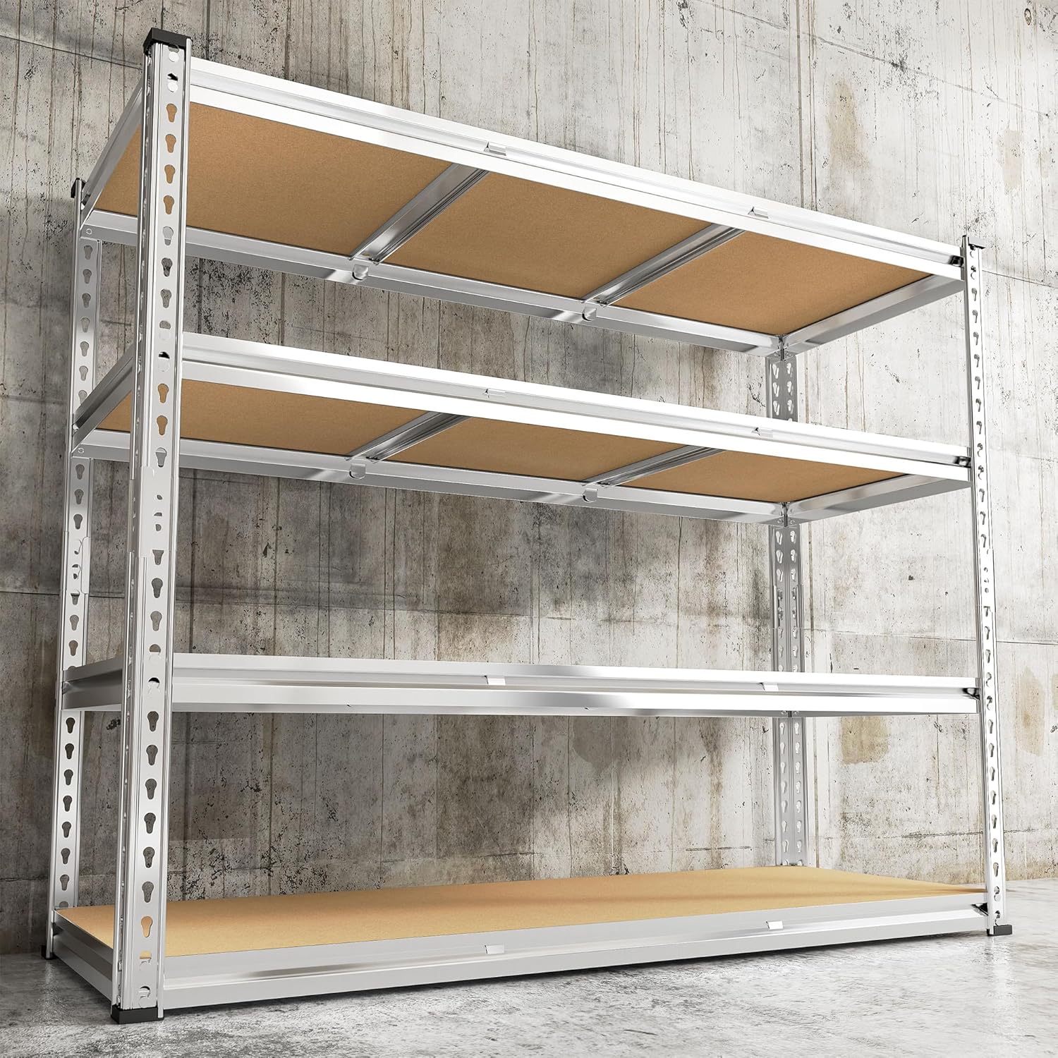 REIBII Garage Shelving, 4 Tier Storage Shelves Load 2000LBS, Adjustable Garage Shelving Heavy Duty, Metal Shelves Unit for Basement, Warehouse, 48" W x 60" H x 18" D, Galvanized - NestledHome