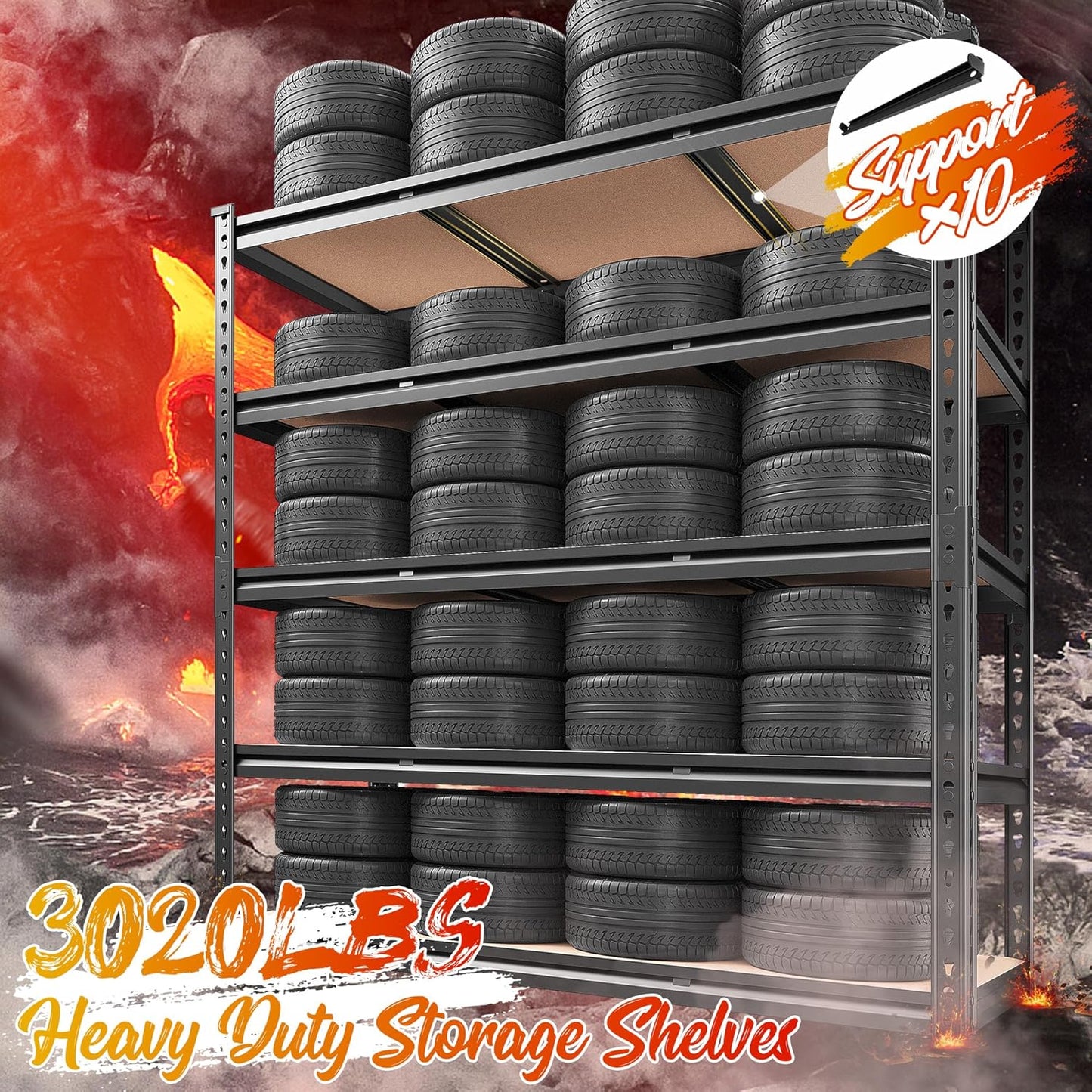 REIBII 48" W Garage Shelving Heavy Duty 3020LBS Storage Shelves 5 Tier Heavy Duty Shelving Adjustable Garage Shelves for Basement, Warehouse, Commercial, Easy Assemble, 48" W x 72" H x 24" D - NestledHome