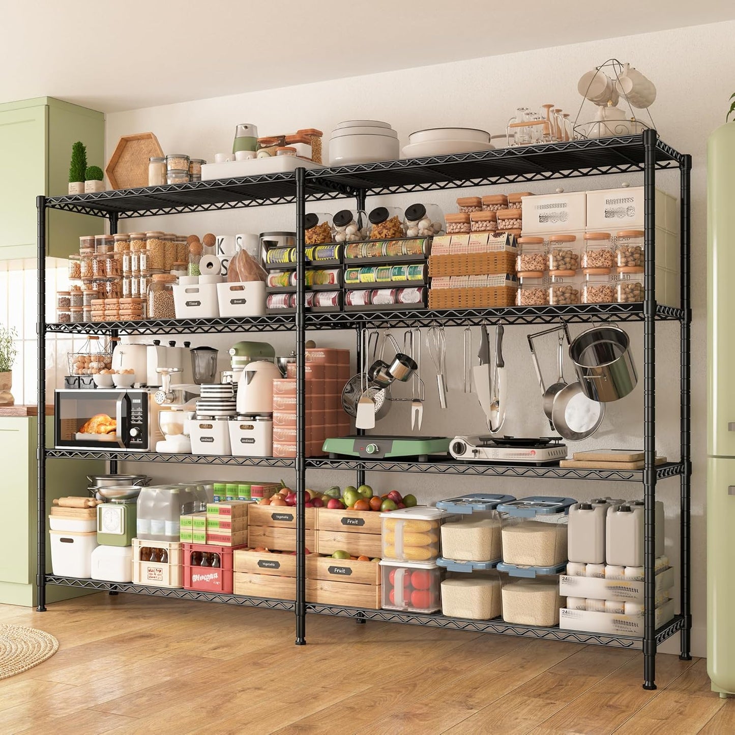 REIBII 70"W Metal Shelving, Storage Shelves 4-tier Wire Shelving Unit Load 1240LBS Metal Shelves for Storage Adjustable Shelving Rack for Pantry Kitchen Commercial school Garage 70"W*15.8"D*62.9"H - NestledHome