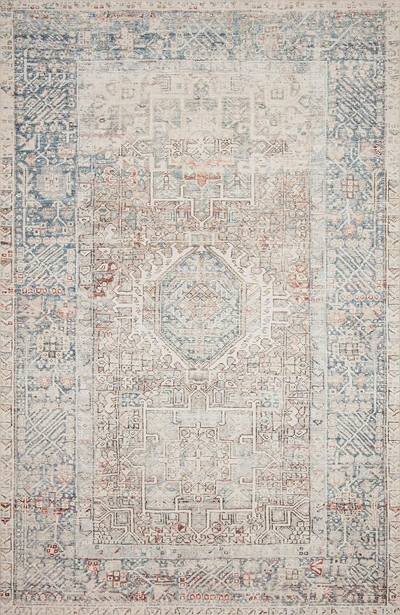 Loloi Chris Loves Julia Jules Collection JUL-07 Natural/Ocean 7'-6'' x 9'-6'', .13" Pile Height, Area Rug