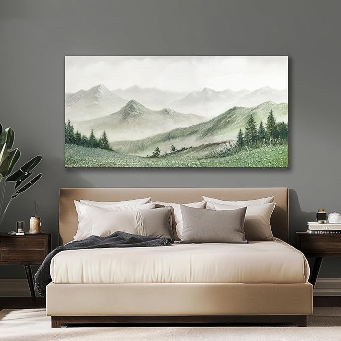 Yuaxker Nature Wall Art Green Wall Decor Modern Art Canvas Painting Aesthetic Poster for Living Room Bedroom Dining Room Office Home Decor 20x40 Inch