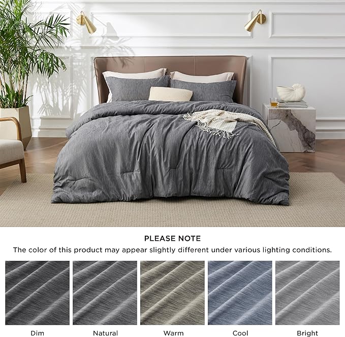 Bedsure Oversized King Comforter Set - Charcoal Grey Soft Bedding for All Seasons, Cationic Dyed Bed Set, 3 Pieces, 1 Oversized King Size Comforter (120"x 98") and 2 Pillow Shams (20"x 36"+2")