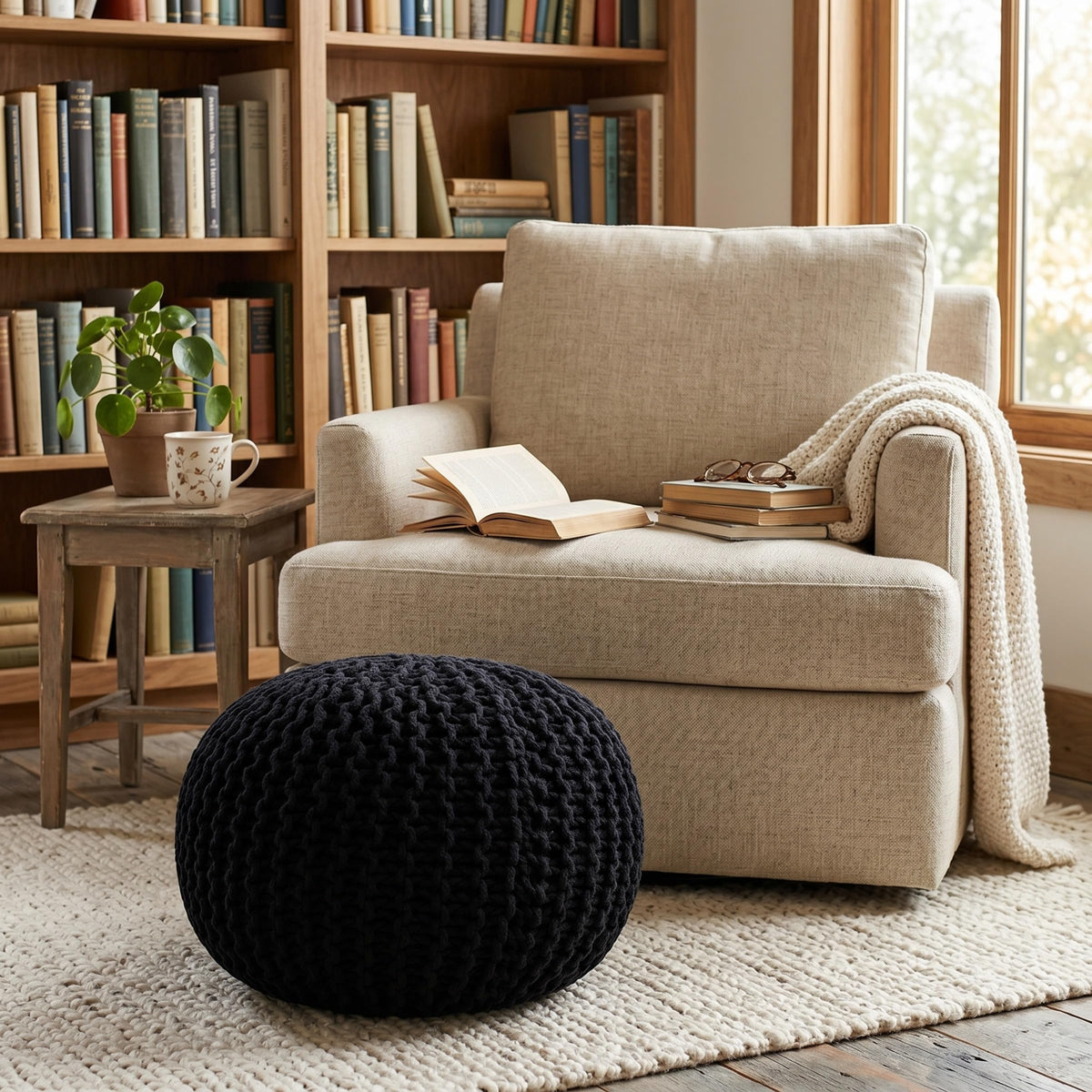 Round Pouf Ottoman Foot Rest