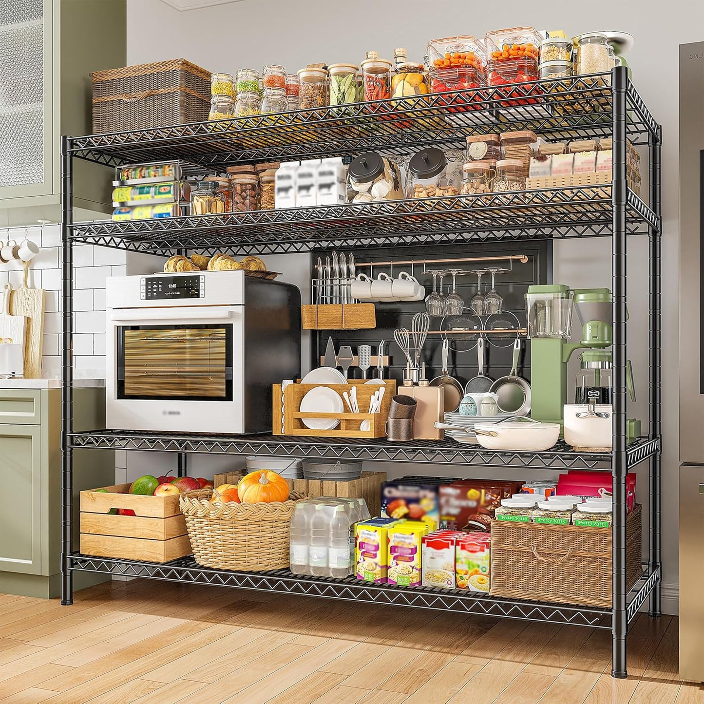 REIBII 2560LBS Storage Shelves 55.5"W Metal Shelving Unit 4 Tier Wire Shelving Commercial Adjustable Garage Shelving Heavy Duty for Storage Rack for Pantry, Garage, Kitchen, 55.5"W x 18"D x 55.5"H - NestledHome