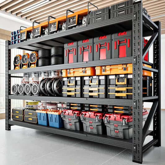 5000LBS Storage Shelves,71" W Garage Shelving Heavy Duty Metal Adjustable Garage Shelves, Shelving Units Industrial Shelving for Warehouse,71" W x 24" D x 69" H,Black - NestledHome