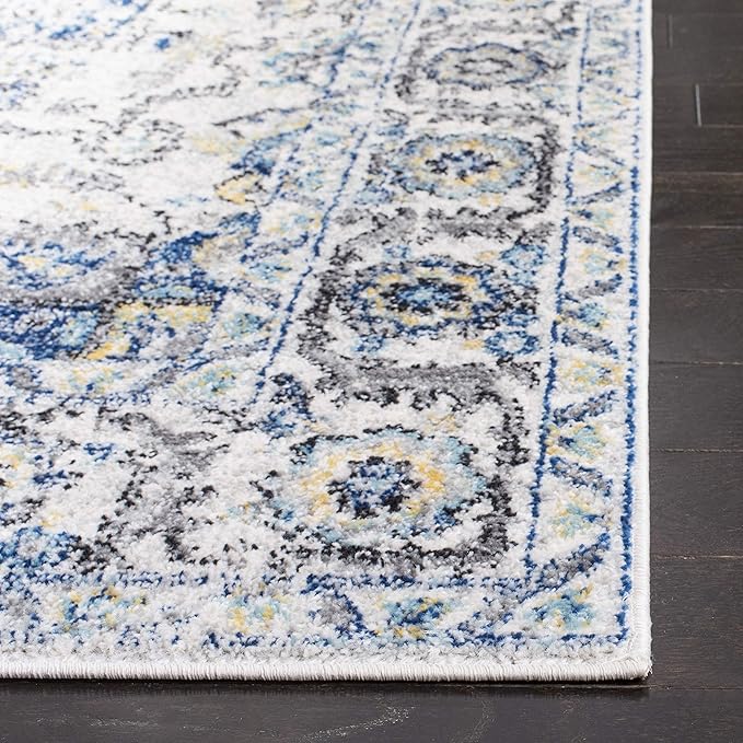 SAFAVIEH Madison Collection Accent Rug - 4' x 6', Turquoise & Ivory, Snowflake Medallion Design, Non-Shedding & Easy Care, Ideal for High Traffic Areas in Foyer, Living Room, Bedroom (MAD603K)
