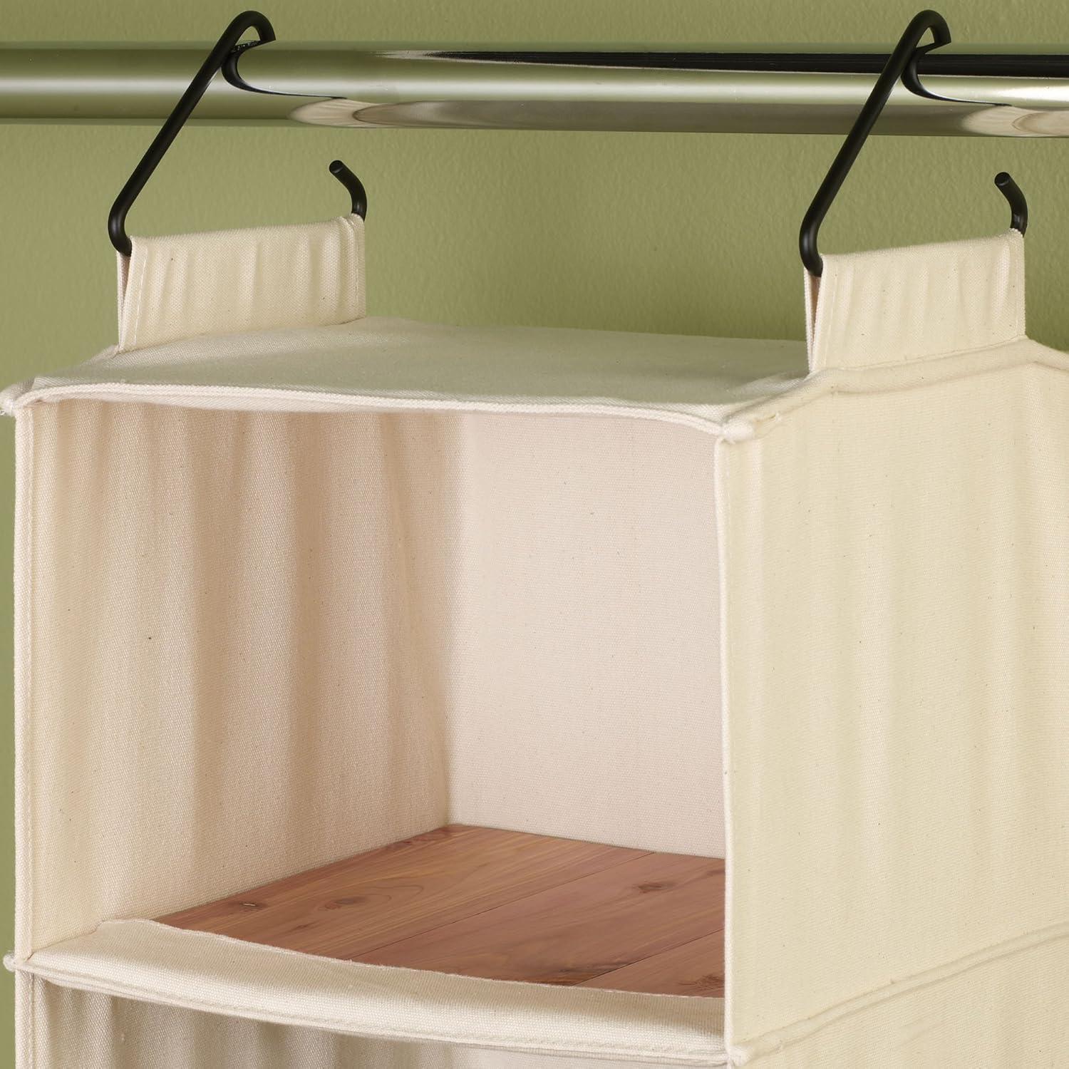 Household Essentials Cedarline 6-Shelf Hanging Closet Organizer, Heavy-Duty Cotton Canvas, Breathable, Versatile, Compact, Perfect for Rod or Wire Closets, Natural - NestledHome