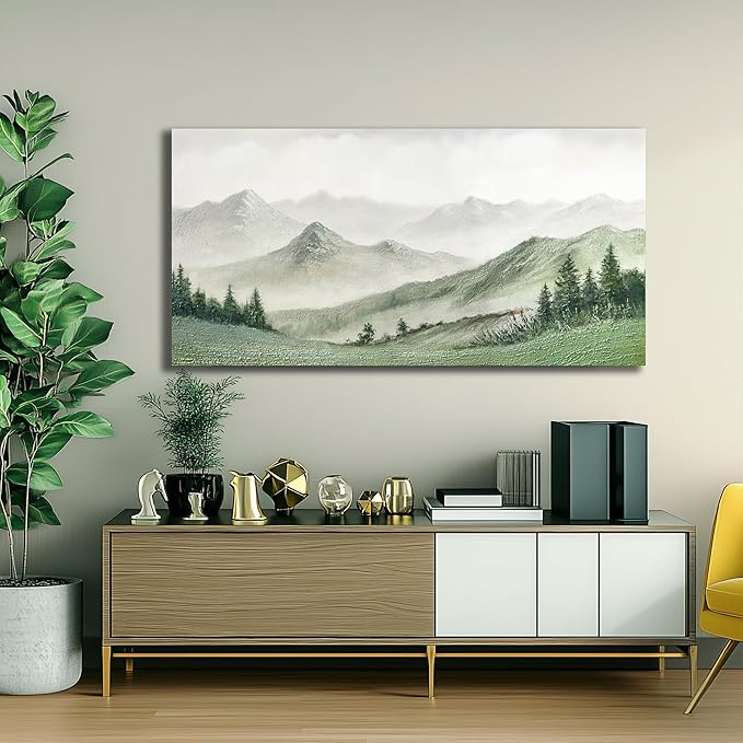 Yuaxker Nature Wall Art Green Wall Decor Modern Art Canvas Painting Aesthetic Poster for Living Room Bedroom Dining Room Office Home Decor 20x40 Inch