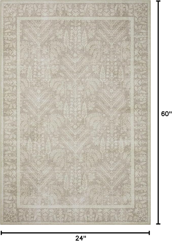 Loloi Rifle Paper Co. Maison Collection MAO-02 Bough Natural 2'-0" x 5'-0", .19" Pile Height, Accent Rug