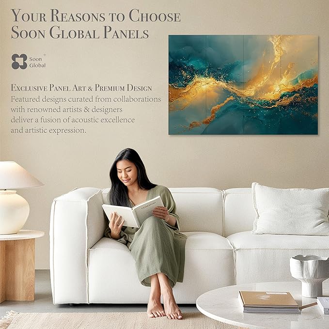 Acoustical Wall Panels, 48 X 32 Inches Art Acoustic Panels, Decorative Acoustic Panels, Acoustic Wall Panels, Sound Absorbing Wall Art, Oceanic Gleam
