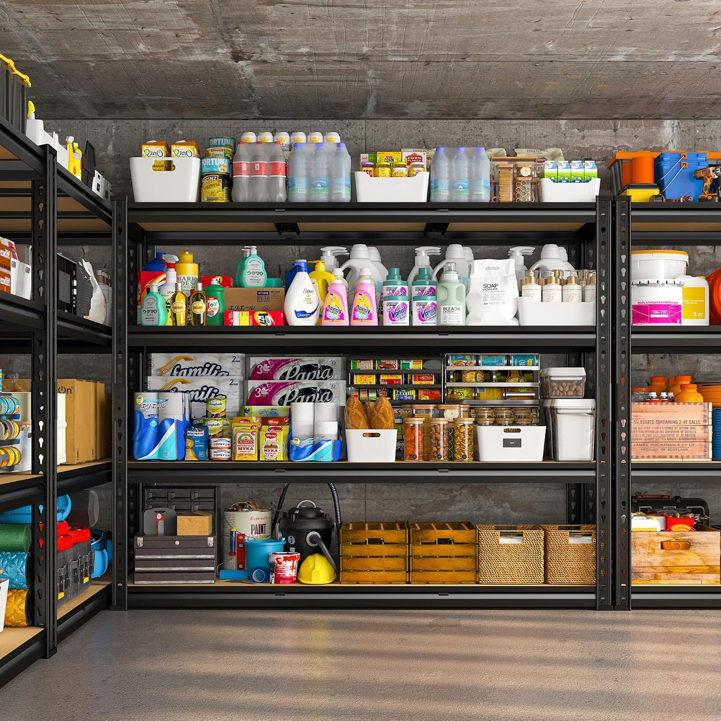 REIBII 48" W Garage Shelving Heavy Duty, 2000LBS Storage Shelves, 4 Tier Adjustable Metal Shelves for Garage Shelving Sturdy Industrial Shelf, Easy Assemble, 48" W x 60" H x 18" D - NestledHome