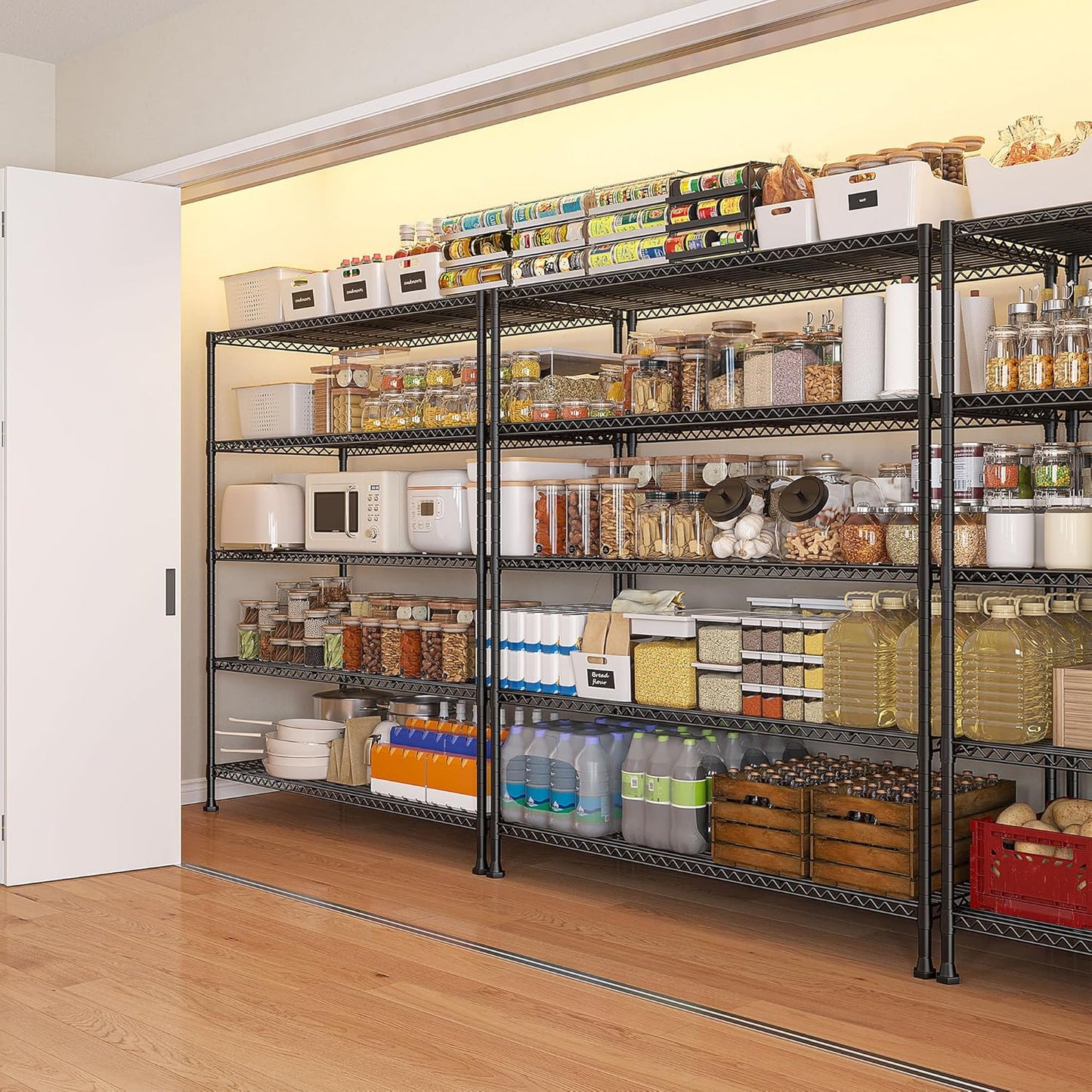 REIBII 45.5''W Storage Shelves Wire Shelving, 5 Tier Pantry Shelves for Storage Rack, Adjustable Metal Shelving for Pantry Kitchen Steel Shelving, 45.5" W x 71" H x 17.7" D - NestledHome