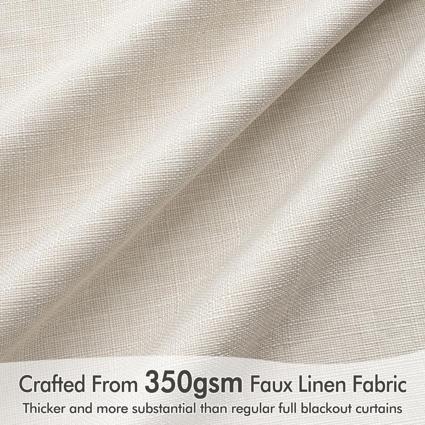 MIULEE 100% Blackout Curtains 108 Inch Long 2 Panels Set for Bedroom, Thick Luxury Faux Linen Black Out Curtain Room Darkening Back Tab Pleat Window Textured Drapes with Hooks for Living Room, Birch