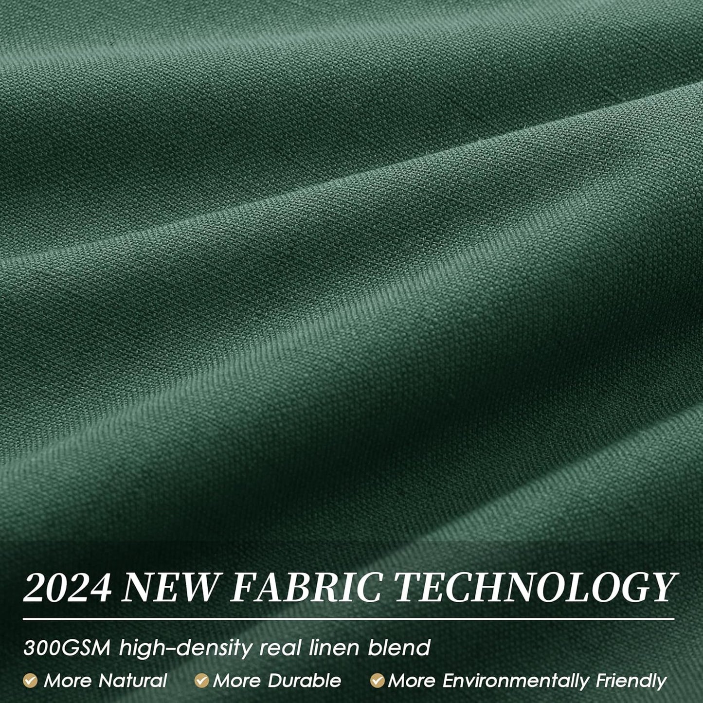 BOODII 100% Blackout Curtains for Bedroom 95 Inch Length 2 Panels Set Room Darkening Linen Curtains Green Black Out Curtain Thermal Insulated for Living Room Window Drapes Back Tab 52x95