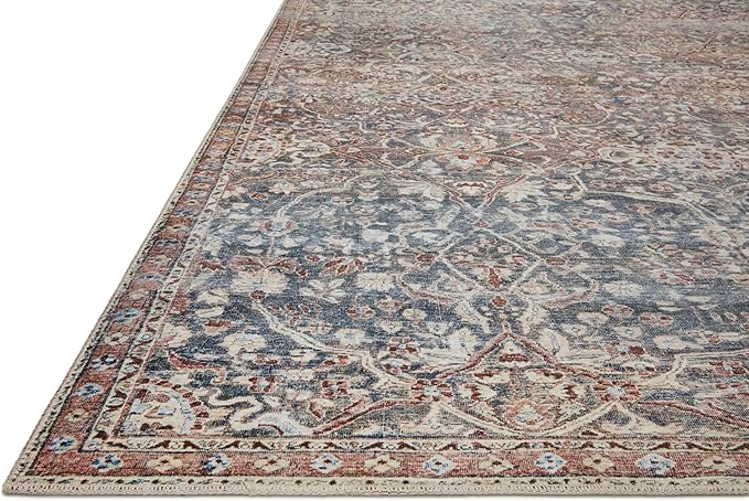Loloi Chris Loves Julia Jules Collection JUL-06 Denim/Spice 2'-0'' x 5'-0'', .13" Pile Height, Accent Rug