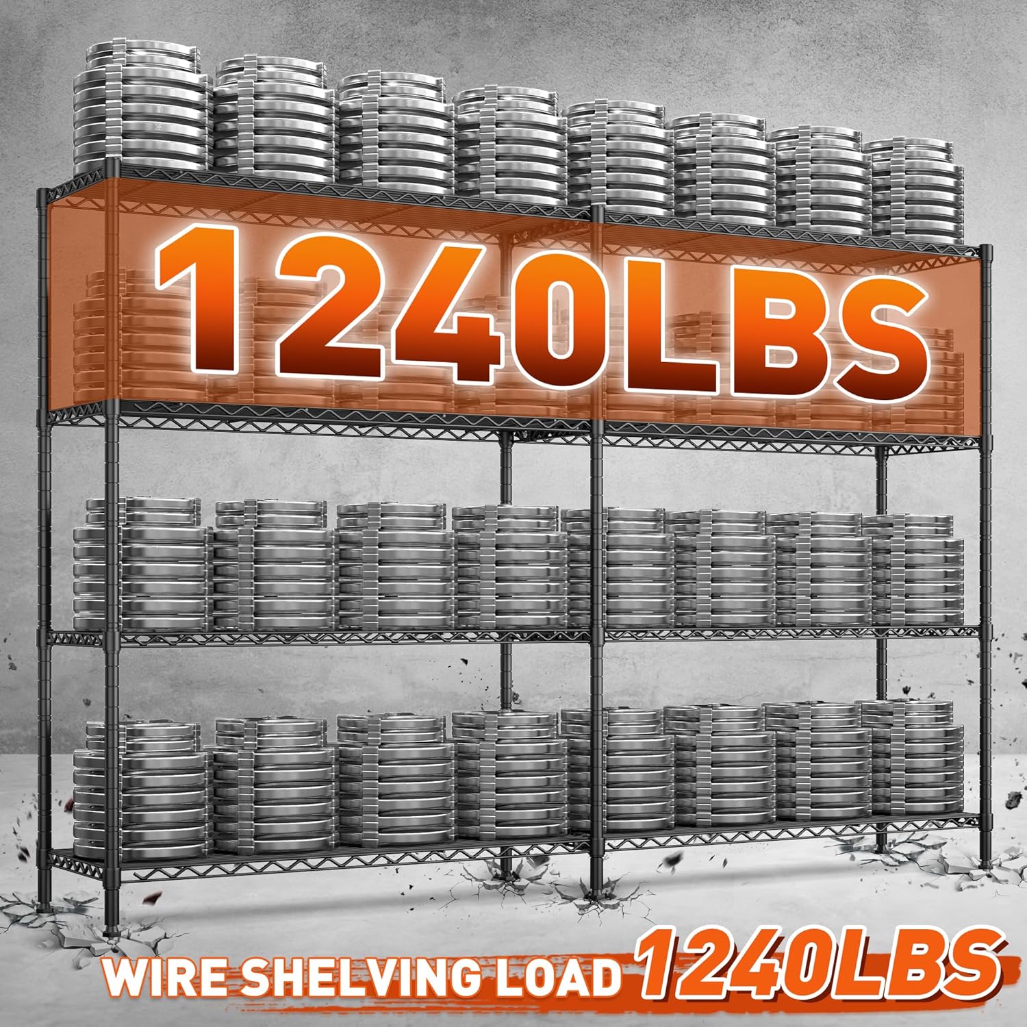 REIBII 70"W Metal Shelving, Storage Shelves 4-tier Wire Shelving Unit Load 1240LBS Metal Shelves for Storage Adjustable Shelving Rack for Pantry Kitchen Commercial school Garage 70"W*15.8"D*62.9"H - NestledHome
