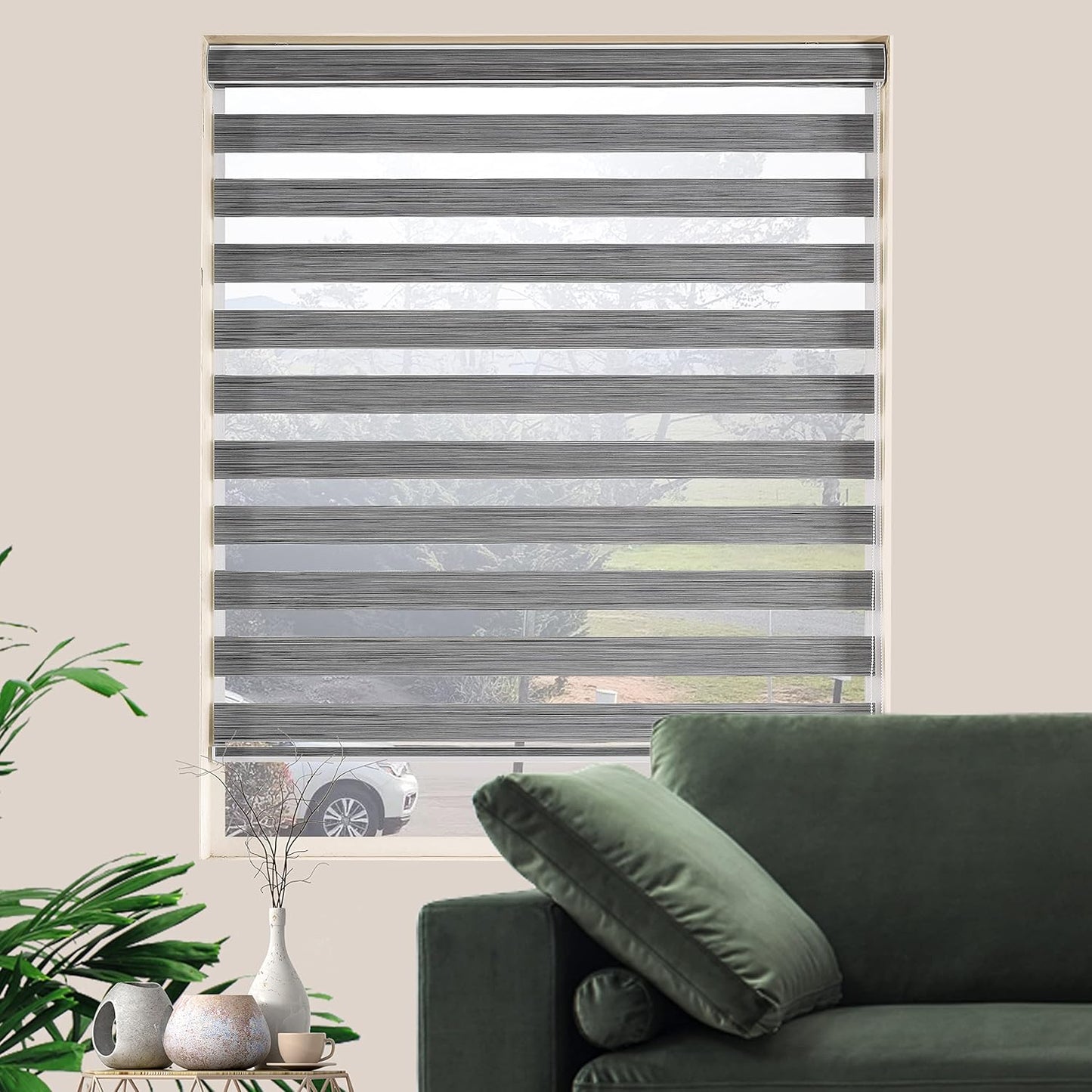 Zebra Blinds Window Blind Zebra Shade Blinds for Windows Roller Sheer Shades Privacy Light Filtering Shades for Home Kitchen Bathroom (Width 57'' X Height 72'' Grey)