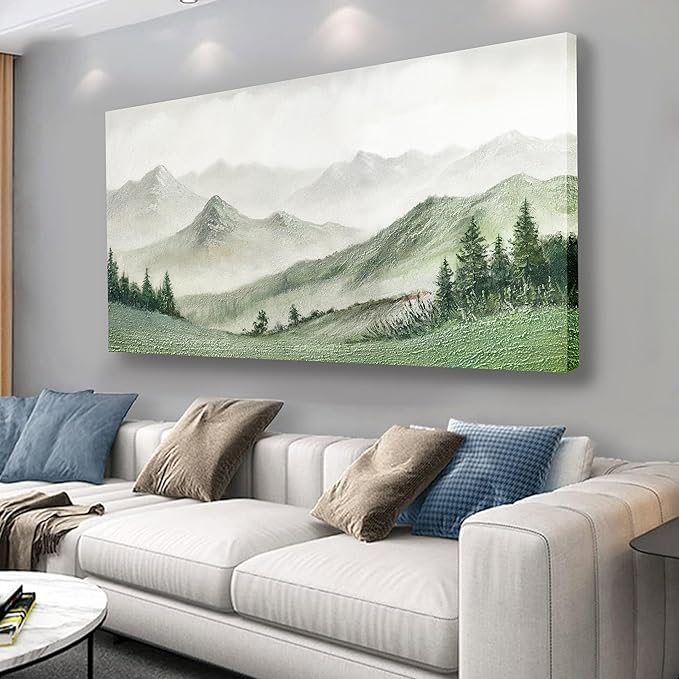 Yuaxker Nature Wall Art Green Wall Decor Modern Art Canvas Painting Aesthetic Poster for Living Room Bedroom Dining Room Office Home Decor 20x40 Inch