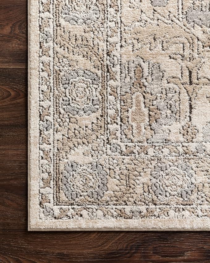 Loloi Teagan Collection TEA-03 Ivory/Sand 7'-11" x 10'-6" Area Rug, Large, Soft Neutral Rug, High-Traffic for Living Room, Bedroom, Home Office, Dining Area