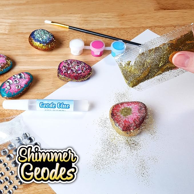 ArtSkills Rock Painting Kit - 18 Rocks - Geode, Mandala & Glow in the Dark Rock Painting, Arts and Crafts for Kids