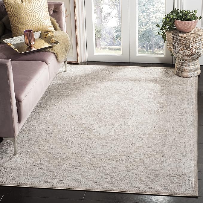 SAFAVIEH Area Rug 6x8 - Reflection Collection - Beige & Cream, Non-Shedding & Easy Cleaning, Ideal for Entryway, Living Room, Bedroom (RFT668A)