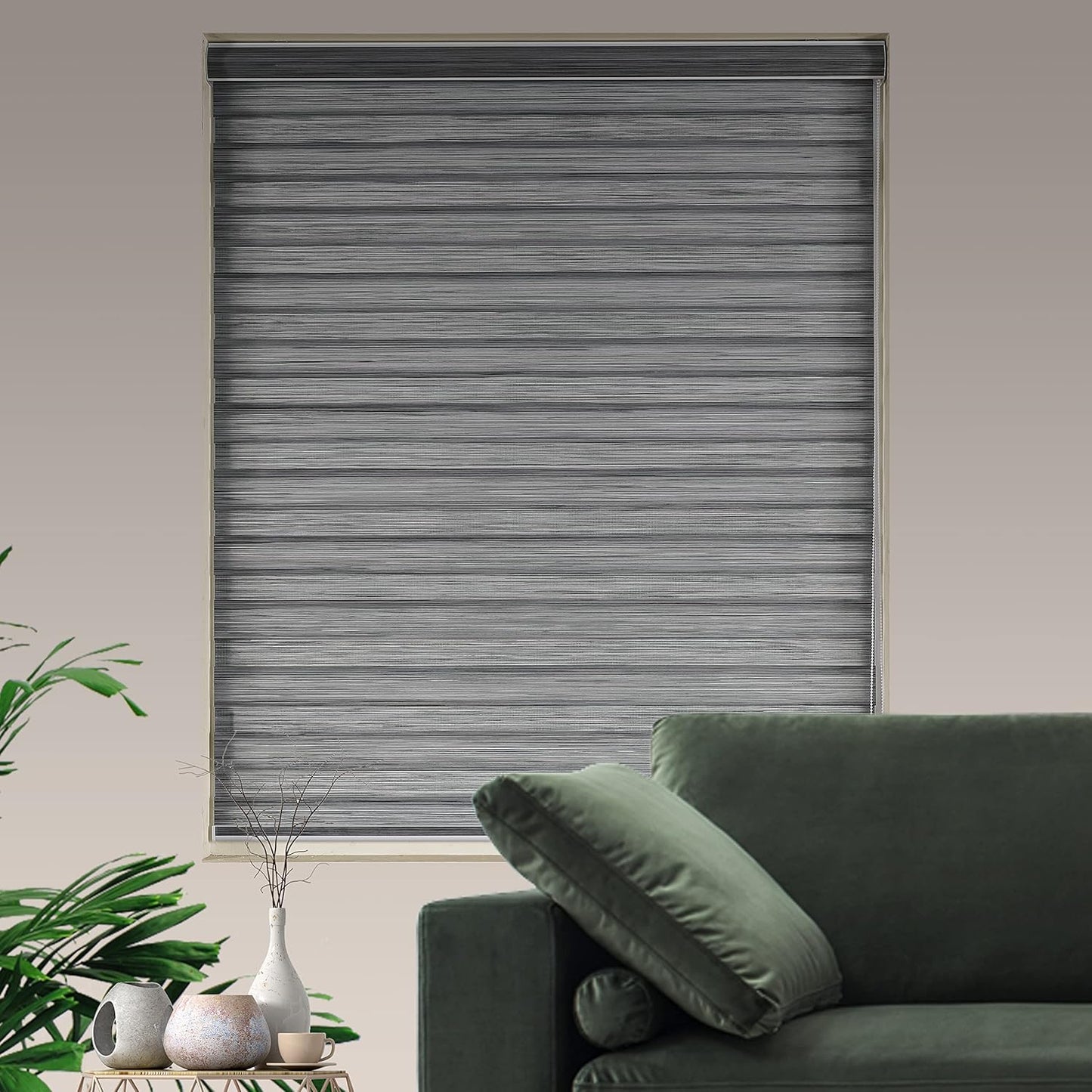 Zebra Blinds Window Blind Zebra Shade Blinds for Windows Roller Sheer Shades Privacy Light Filtering Shades for Home Kitchen Bathroom (Width 66'' X Height 72'' Grey)
