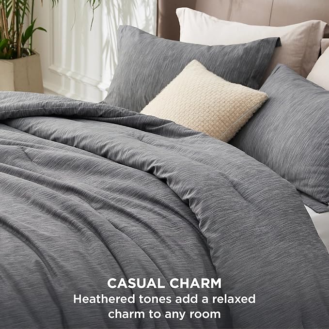 Bedsure Oversized King Comforter Set - Charcoal Grey Soft Bedding for All Seasons, Cationic Dyed Bed Set, 3 Pieces, 1 Oversized King Size Comforter (120"x 98") and 2 Pillow Shams (20"x 36"+2")