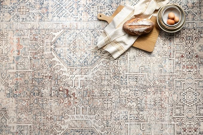 Loloi Chris Loves Julia Jules Collection JUL-07 Natural/Ocean 7'-6'' x 9'-6'', .13" Pile Height, Area Rug