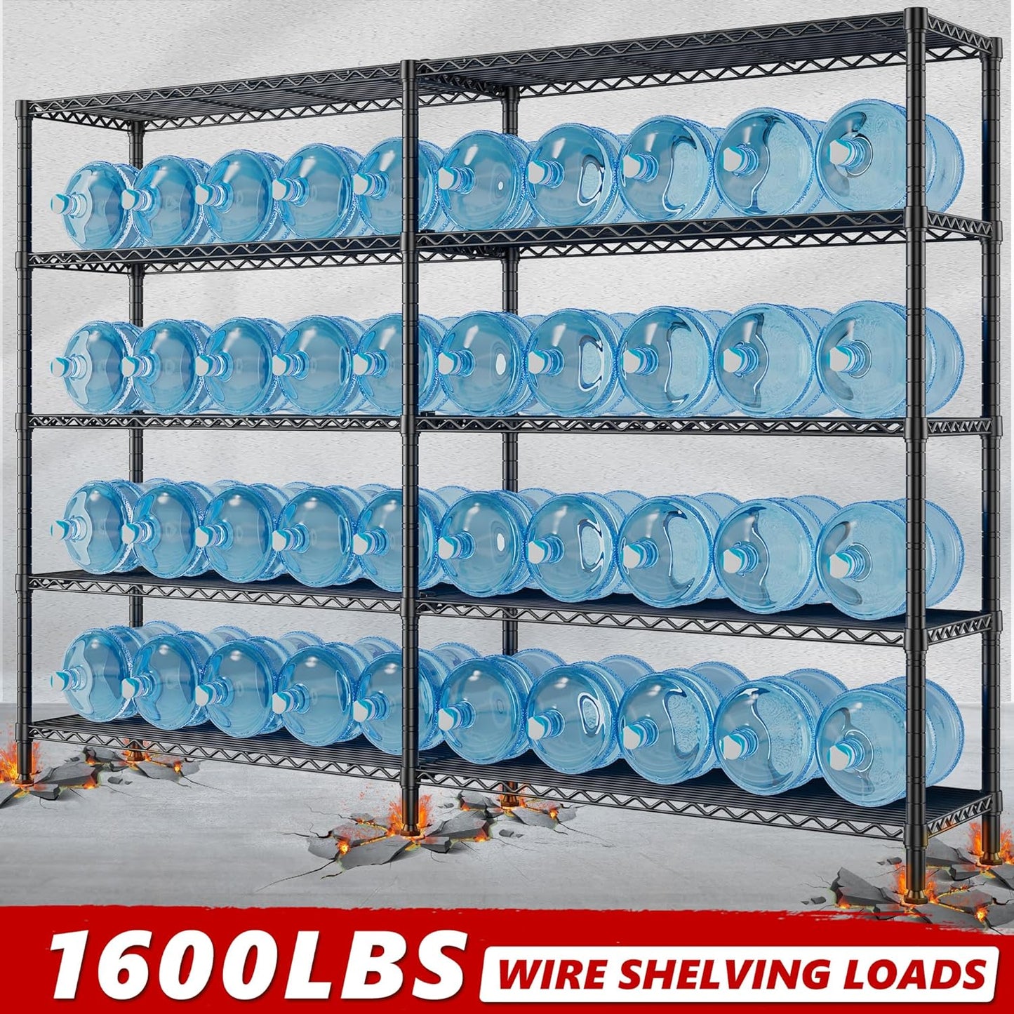 REIBII 70" W Storage Shelves Heavy Duty Load 1600LBS, Metal Shelving 5-Tier Wire Shelving Unit Metal Shelves for Storage Adjustable Shelving Rack for Pantry Kitchen 70" W*15.8" D*72.4" H, 2 Pack - NestledHome