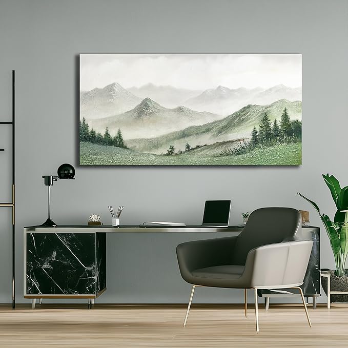 Yuaxker Nature Wall Art Green Wall Decor Modern Art Canvas Painting Aesthetic Poster for Living Room Bedroom Dining Room Office Home Decor 20x40 Inch